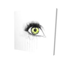Green eye in watercolor - 12x12 Print on canvas