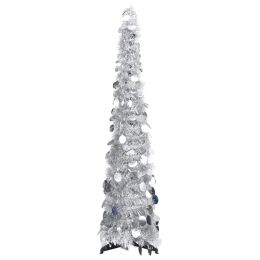 vidaXL Pop-up Artificial Christmas Tree Silver 4 ft PET