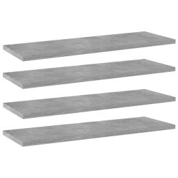 vidaXL Bookshelf Boards 4 pcs Concrete Gray 23.6"x7.9"x0.6" Engineered Wood