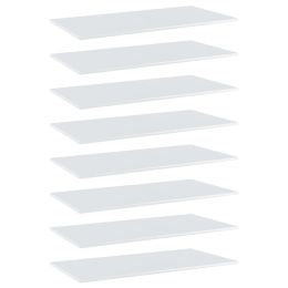 vidaXL Bookshelf Boards 8 pcs High Gloss White 31.5"x7.9"x0.6" Engineered Wood