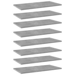 vidaXL Bookshelf Boards 8 pcs Concrete Gray 23.6"x11.8"x0.6" Engineered Wood