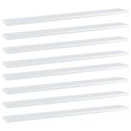 vidaXL Bookshelf Boards 8 pcs High Gloss White 31.5"x3.9"x0.6" Engineered Wood