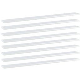vidaXL Bookshelf Boards 8 pcs High Gloss White 39.4"x3.9"x0.6" Engineered Wood