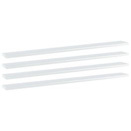 vidaXL Bookshelf Boards 4 pcs High Gloss White 39.4"x3.9"x0.6" Engineered Wood