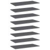 vidaXL Bookshelf Boards 8 pcs High Gloss Gray 31.5"x15.7"x0.6" Engineered Wood