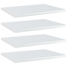 vidaXL Bookshelf Boards 4 pcs High Gloss White 15.7"x11.8"x0.6" Engineered Wood