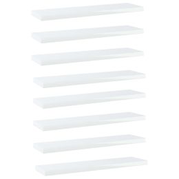vidaXL Bookshelf Boards 8 pcs High Gloss White 15.7"x3.9"x0.6" Engineered Wood