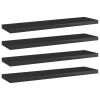 vidaXL Bookshelf Boards 4 pcs High Gloss Black 15.7"x3.9"x0.6" Engineered Wood