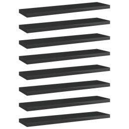 vidaXL Bookshelf Boards 8 pcs High Gloss Black 15.7"x3.9"x0.6" Engineered Wood