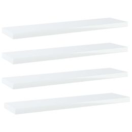 vidaXL Bookshelf Boards 4 pcs High Gloss White 15.7"x3.9"x0.6" Engineered Wood