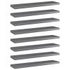 vidaXL Bookshelf Boards 8 pcs High Gloss Gray 15.7"x3.9"x0.6" Engineered Wood
