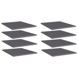 vidaXL Bookshelf Boards 8 pcs High Gloss Gray 15.7"x19.7"x0.6" Engineered Wood