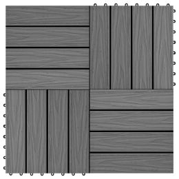vidaXL 11 pcs Decking Tiles Deep Embossed WPC 11.8"x11.8" 1 sqm Gray