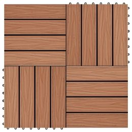 vidaXL 11 pcs Decking Tiles Deep Embossed WPC 11.8"x11.8" 1 sqm Light Brown