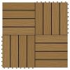 vidaXL 11 pcs Decking Tiles Deep Embossed WPC 11.8"x11.8" 1 sqm Teak Color