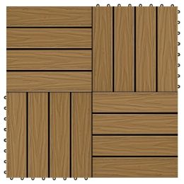 vidaXL 11 pcs Decking Tiles Deep Embossed WPC 11.8"x11.8" 1 sqm Teak Color