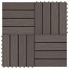 vidaXL 11 pcs Decking Tiles Deep Embossed WPC 11.8"x11.8" 1 sqm Dark Brown