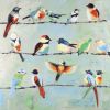 Small abstract colorful birds - 12x12 Print on canvas