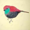 Little purple bird illustration - 12x12 Print on canvas