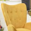 Modern Wingback Accent Armchair Living Room Tufted Fabric Upholstery; YELLOW