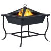 vidaXL Fire Pit Black 17.7"x17.7"x17.7" Steel