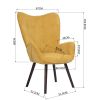 Modern Wingback Accent Armchair Living Room Tufted Fabric Upholstery; YELLOW