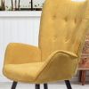 Modern Wingback Accent Armchair Living Room Tufted Fabric Upholstery; YELLOW