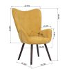 Modern Wingback Accent Armchair Living Room Tufted Fabric Upholstery; YELLOW