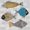 Fishes' illustration - 16x16 Print on canvas