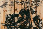 Motorcycle on wood background - 12x18 Print on canvas