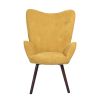 Modern Wingback Accent Armchair Living Room Tufted Fabric Upholstery; YELLOW