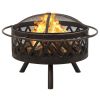 vidaXL Rustic Fire Pit with Poker 29.9" XXL Steel