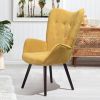 Modern Wingback Accent Armchair Living Room Tufted Fabric Upholstery; YELLOW