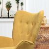Modern Wingback Accent Armchair Living Room Tufted Fabric Upholstery; YELLOW