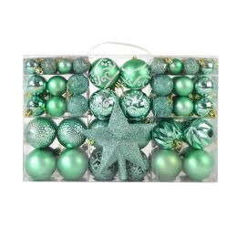 Christmas Ornaments Openwork Painted Christmas Ball Gift Box Set Christmas Tree Decoration Pendant (Color: green, size: 34*23*12cm)