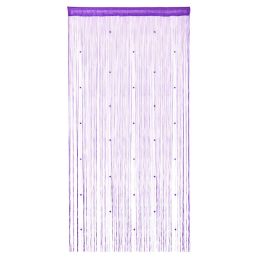 Crystal Beaded String Door Curtain Beads Room Divider Fringe Window Panel Drapes (Color: Light Purple)