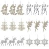 18/24 PCS Large Christmas Ornaments Set Hanging Christmas Tree Decorations;  SnowFlakes Deers Angels Decorative Pendant 2022 Holiday Shatterproof Acry