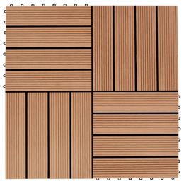 vidaXL 11 pcs Decking Tiles WPC 11.8"x11.8" 1 sqm Teak Color (Color: Brown)